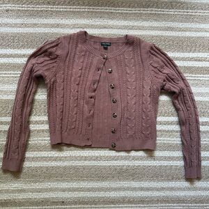 Wild Fable Button Down Long Sleeve Sweater Cropped Dusty Rose M